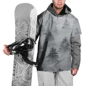 Накидка на куртку 3D с принтом Туманный лес в Курске, 100% полиэстер |  | бор | вечер | деревья | елка | еловый | ель | загадочный | земля | зима | лес | мрачный | необычный | природа | серый | сибирь | снег | тайга | туман | хвойный