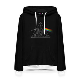 Женская толстовка 3D с принтом Pink Floyd Make Rainbow в Курске, 100% полиэстер  | двухслойный капюшон со шнурком для регулировки, мягкие манжеты на рукавах и по низу толстовки, спереди карман-кенгуру с мягким внутренним слоем. | англия | басы | британия | гитара | группа | логотип | музыка | песни | пинк флойд | призма | радуга | рок | свет