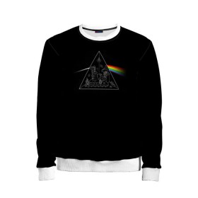 Детский свитшот 3D с принтом Pink Floyd Make Rainbow в Курске, 100% полиэстер | свободная посадка, прямой крой, мягкая тканевая резинка на рукавах и понизу свитшота | англия | басы | британия | гитара | группа | логотип | музыка | песни | пинк флойд | призма | радуга | рок | свет