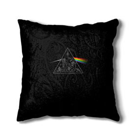 Подушка 3D с принтом Pink Floyd Make Rainbow в Курске, наволочка – 100% полиэстер, наполнитель – холлофайбер (легкий наполнитель, не вызывает аллергию). | состоит из подушки и наволочки. Наволочка на молнии, легко снимается для стирки | англия | басы | британия | гитара | группа | логотип | музыка | песни | пинк флойд | призма | радуга | рок | свет