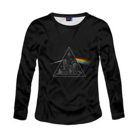 Женский лонгслив 3D с принтом Pink Floyd Make Rainbow в Курске, 100% полиэстер | длинные рукава, круглый вырез горловины, полуприлегающий силуэт | англия | басы | британия | гитара | группа | логотип | музыка | песни | пинк флойд | призма | радуга | рок | свет