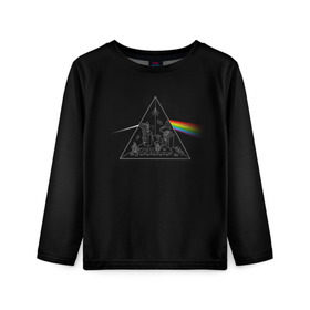 Детский лонгслив 3D с принтом Pink Floyd Make Rainbow в Курске, 100% полиэстер | длинные рукава, круглый вырез горловины, полуприлегающий силуэт
 | англия | басы | британия | гитара | группа | логотип | музыка | песни | пинк флойд | призма | радуга | рок | свет