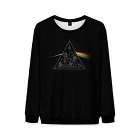Мужской свитшот 3D с принтом Pink Floyd Make Rainbow в Курске, 100% полиэстер с мягким внутренним слоем | круглый вырез горловины, мягкая резинка на манжетах и поясе, свободная посадка по фигуре | англия | басы | британия | гитара | группа | логотип | музыка | песни | пинк флойд | призма | радуга | рок | свет