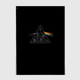 Постер с принтом Pink Floyd Make Rainbow в Курске, 100% бумага
 | бумага, плотность 150 мг. Матовая, но за счет высокого коэффициента гладкости имеет небольшой блеск и дает на свету блики, но в отличии от глянцевой бумаги не покрыта лаком | англия | басы | британия | гитара | группа | логотип | музыка | песни | пинк флойд | призма | радуга | рок | свет