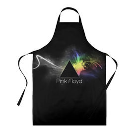 Фартук 3D с принтом Pink Floyd Logo в Курске, 100% полиэстер | общий размер — 65 х 85 см, ширина нагрудника — 26 см, горловина — 53 см, длина завязок — 54 см, общий обхват в поясе — 173 см. Принт на завязках и на горловине наносится с двух сторон, на основной части фартука — только с внешней стороны | англия | басы | британия | гитара | группа | дым | космос | логотип | музыка | песни | пинк флойд | призма | радуга | рок | свет