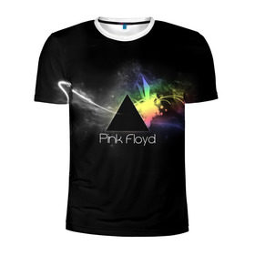 Мужская футболка 3D спортивная с принтом Pink Floyd Logo в Курске, 100% полиэстер с улучшенными характеристиками | приталенный силуэт, круглая горловина, широкие плечи, сужается к линии бедра | англия | басы | британия | гитара | группа | дым | космос | логотип | музыка | песни | пинк флойд | призма | радуга | рок | свет