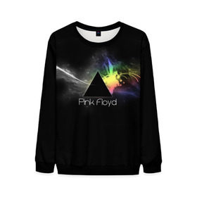 Мужской свитшот 3D с принтом Pink Floyd Logo в Курске, 100% полиэстер с мягким внутренним слоем | круглый вырез горловины, мягкая резинка на манжетах и поясе, свободная посадка по фигуре | англия | басы | британия | гитара | группа | дым | космос | логотип | музыка | песни | пинк флойд | призма | радуга | рок | свет