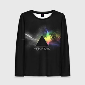 Женский лонгслив 3D с принтом Pink Floyd Logo в Курске, 100% полиэстер | длинные рукава, круглый вырез горловины, полуприлегающий силуэт | англия | басы | британия | гитара | группа | дым | космос | логотип | музыка | песни | пинк флойд | призма | радуга | рок | свет