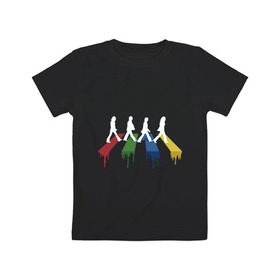 Детская футболка хлопок с принтом Beatles Color в Курске, 100% хлопок | круглый вырез горловины, полуприлегающий силуэт, длина до линии бедер | Тематика изображения на принте: beatles | music | rock | битлз | краски | леннон | маккартни | музыка | переход | рок | старр | харрисон | цвет