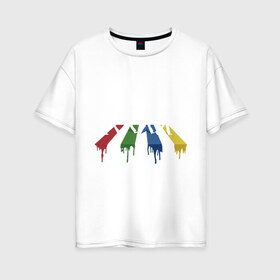 Женская футболка хлопок Oversize с принтом Beatles Color в Курске, 100% хлопок | свободный крой, круглый ворот, спущенный рукав, длина до линии бедер
 | beatles | music | rock | битлз | краски | леннон | маккартни | музыка | переход | рок | старр | харрисон | цвет
