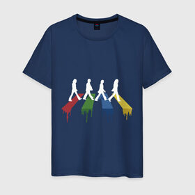Мужская футболка хлопок с принтом Beatles Color в Курске, 100% хлопок | прямой крой, круглый вырез горловины, длина до линии бедер, слегка спущенное плечо. | beatles | music | rock | битлз | краски | леннон | маккартни | музыка | переход | рок | старр | харрисон | цвет