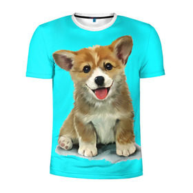 Мужская футболка 3D спортивная с принтом Корги в Курске, 100% полиэстер с улучшенными характеристиками | приталенный силуэт, круглая горловина, широкие плечи, сужается к линии бедра | corgy | dog | korgi | puppy | вельш корги | кардиган | коржик | пемброк | собака | щенок