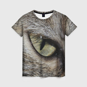 Женская футболка 3D с принтом Кошачий глаз в Курске, 100% полиэфир ( синтетическое хлопкоподобное полотно) | прямой крой, круглый вырез горловины, длина до линии бедер | 