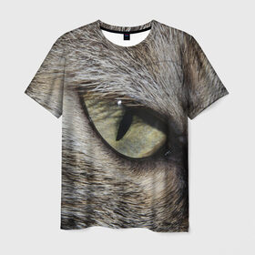 Мужская футболка 3D с принтом Кошачий глаз в Курске, 100% полиэфир | прямой крой, круглый вырез горловины, длина до линии бедер | Тематика изображения на принте: 