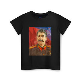 Детская футболка хлопок с принтом Сталин в Курске, 100% хлопок | круглый вырез горловины, полуприлегающий силуэт, длина до линии бедер | ссср | сталин