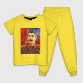 Детская пижама хлопок с принтом Сталин в Курске, 100% хлопок |  брюки и футболка прямого кроя, без карманов, на брюках мягкая резинка на поясе и по низу штанин
 | Тематика изображения на принте: ссср | сталин