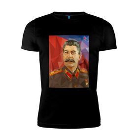 Мужская футболка премиум с принтом Сталин в Курске, 92% хлопок, 8% лайкра | приталенный силуэт, круглый вырез ворота, длина до линии бедра, короткий рукав | ссср | сталин