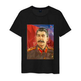 Мужская футболка хлопок с принтом Сталин в Курске, 100% хлопок | прямой крой, круглый вырез горловины, длина до линии бедер, слегка спущенное плечо. | ссср | сталин