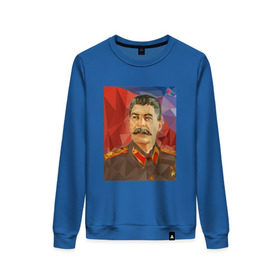 Женский свитшот хлопок с принтом Сталин в Курске, 100% хлопок | прямой крой, круглый вырез, на манжетах и по низу широкая трикотажная резинка  | ссср | сталин