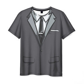 Мужская футболка 3D с принтом Костюм в Курске, 100% полиэфир | прямой крой, круглый вырез горловины, длина до линии бедер | галстук | классика | костюм | пиджак | стиль | строгий