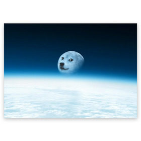 Поздравительная открытка с принтом Doge в Курске, 100% бумага | плотность бумаги 280 г/м2, матовая, на обратной стороне линовка и место для марки
 | Тематика изображения на принте: meme | доге | космос | луна
