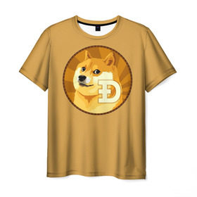 Мужская футболка 3D с принтом Bitcoin в Курске, 100% полиэфир | прямой крой, круглый вырез горловины, длина до линии бедер | doge | meme | биткоин | доге