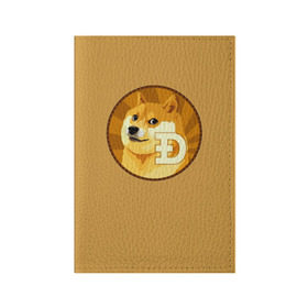 Обложка для паспорта матовая кожа с принтом Bitcoin в Курске, натуральная матовая кожа | размер 19,3 х 13,7 см; прозрачные пластиковые крепления | Тематика изображения на принте: doge | meme | биткоин | доге