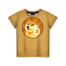 Детская футболка 3D с принтом Bitcoin в Курске, 100% гипоаллергенный полиэфир | прямой крой, круглый вырез горловины, длина до линии бедер, чуть спущенное плечо, ткань немного тянется | Тематика изображения на принте: doge | meme | биткоин | доге