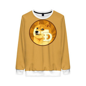 Женский свитшот 3D с принтом Bitcoin в Курске, 100% полиэстер с мягким внутренним слоем | круглый вырез горловины, мягкая резинка на манжетах и поясе, свободная посадка по фигуре | doge | meme | биткоин | доге
