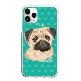 Чехол для iPhone 11 Pro матовый с принтом Мопсик в Курске, Силикон |  | dog | pug | арт | животное | кружочки | мопс | пес | собака | текстура