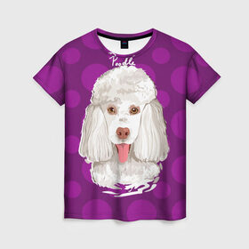 Женская футболка 3D с принтом Пудель в Курске, 100% полиэфир ( синтетическое хлопкоподобное полотно) | прямой крой, круглый вырез горловины, длина до линии бедер | dog | poodle | арт | животные | кружочек | собака | текстура