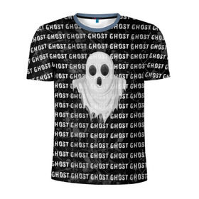 Мужская футболка 3D спортивная с принтом GHOST в Курске, 100% полиэстер с улучшенными характеристиками | приталенный силуэт, круглая горловина, широкие плечи, сужается к линии бедра | black and white | soul | spirit | привидение | призрак | фантом | черно белый