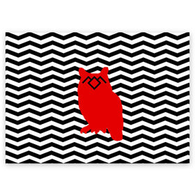 Поздравительная открытка с принтом TWIN PEAKS в Курске, 100% бумага | плотность бумаги 280 г/м2, матовая, на обратной стороне линовка и место для марки
 | Тематика изображения на принте: owl | арт | животные | полосы | птицы | сериал | сова | твин пикс | текстура | фильмы