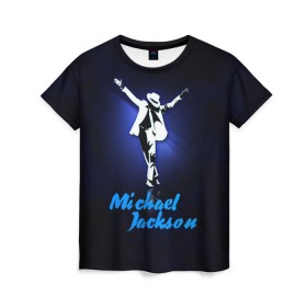 Женская футболка 3D с принтом Майкл Джексон в Курске, 100% полиэфир ( синтетическое хлопкоподобное полотно) | прямой крой, круглый вырез горловины, длина до линии бедер | michael jackson | король