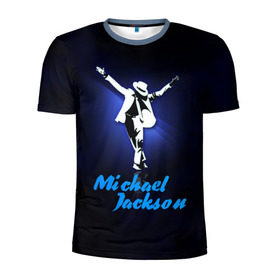 Мужская футболка 3D спортивная с принтом Майкл Джексон в Курске, 100% полиэстер с улучшенными характеристиками | приталенный силуэт, круглая горловина, широкие плечи, сужается к линии бедра | michael jackson | король