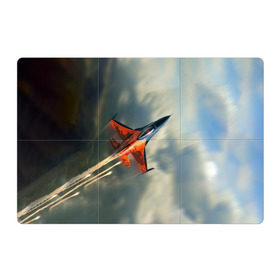 Магнитный плакат 3Х2 с принтом Красный F16 в Курске, Полимерный материал с магнитным слоем | 6 деталей размером 9*9 см | Тематика изображения на принте: самолет
