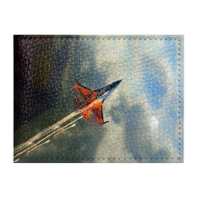 Обложка для студенческого билета с принтом Красный F16 в Курске, натуральная кожа | Размер: 11*8 см; Печать на всей внешней стороне | Тематика изображения на принте: самолет