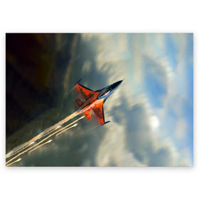 Поздравительная открытка с принтом Красный F16 в Курске, 100% бумага | плотность бумаги 280 г/м2, матовая, на обратной стороне линовка и место для марки
 | Тематика изображения на принте: самолет