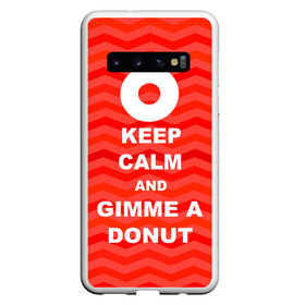 Чехол для Samsung Galaxy S10 с принтом Gimme a donut в Курске, Силикон | Область печати: задняя сторона чехла, без боковых панелей | keep calm | полосы | сериал | твин пикс | текстура | фильмы