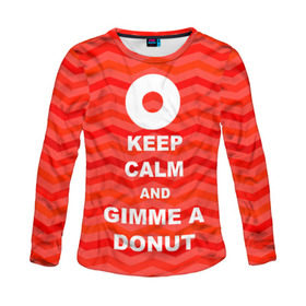 Женский лонгслив 3D с принтом Gimme a donut в Курске, 100% полиэстер | длинные рукава, круглый вырез горловины, полуприлегающий силуэт | keep calm | полосы | сериал | твин пикс | текстура | фильмы