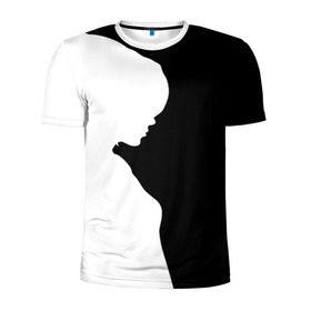 Мужская футболка 3D спортивная с принтом Силуэт девушки в Курске, 100% полиэстер с улучшенными характеристиками | приталенный силуэт, круглая горловина, широкие плечи, сужается к линии бедра | белое | женщина | чб | черное