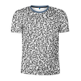 Мужская футболка 3D спортивная с принтом Музыкальные ноты в Курске, 100% полиэстер с улучшенными характеристиками | приталенный силуэт, круглая горловина, широкие плечи, сужается к линии бедра | знаки | мелодия | музыка | нота | паттерн | символы | скрипичный ключ | текстура | черно белый