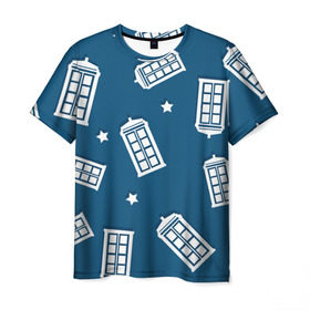 Мужская футболка 3D с принтом Тардис в Курске, 100% полиэфир | прямой крой, круглый вырез горловины, длина до линии бедер | doctor who | space | tardis | будка | время | доктор кто | космос | машина времени | небо | приключения | пространство | сериал | тардис