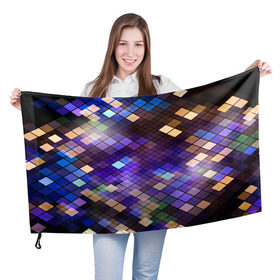 Флаг 3D с принтом Геометрия клеток в Курске, 100% полиэстер | плотность ткани — 95 г/м2, размер — 67 х 109 см. Принт наносится с одной стороны | 3d | line | абстракция | квадрат | клетка | кубики | линии | прикольные | текстуры
