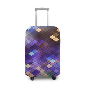 Чехол для чемодана 3D с принтом Геометрия клеток в Курске, 86% полиэфир, 14% спандекс | двустороннее нанесение принта, прорези для ручек и колес | 3d | line | абстракция | квадрат | клетка | кубики | линии | прикольные | текстуры
