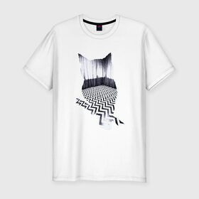Мужская футболка премиум с принтом OWL в Курске, 92% хлопок, 8% лайкра | приталенный силуэт, круглый вырез ворота, длина до линии бедра, короткий рукав | Тематика изображения на принте: арт | животные | птицы | сериал | сова | твин пикс | фильмы
