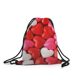 Рюкзак-мешок 3D с принтом Candy в Курске, 100% полиэстер | плотность ткани — 200 г/м2, размер — 35 х 45 см; лямки — толстые шнурки, застежка на шнуровке, без карманов и подкладки | heart | love | любовь | сердца