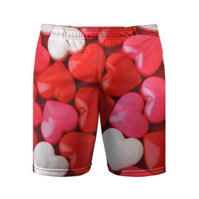 Мужские шорты 3D спортивные с принтом Candy в Курске,  |  | heart | love | любовь | сердца