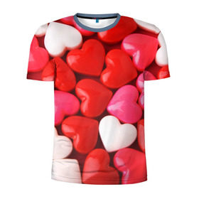 Мужская футболка 3D спортивная с принтом Candy в Курске, 100% полиэстер с улучшенными характеристиками | приталенный силуэт, круглая горловина, широкие плечи, сужается к линии бедра | Тематика изображения на принте: heart | love | любовь | сердца