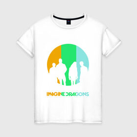 Женская футболка хлопок с принтом Imagine Dragons в Курске, 100% хлопок | прямой крой, круглый вырез горловины, длина до линии бедер, слегка спущенное плечо | imagine dragons